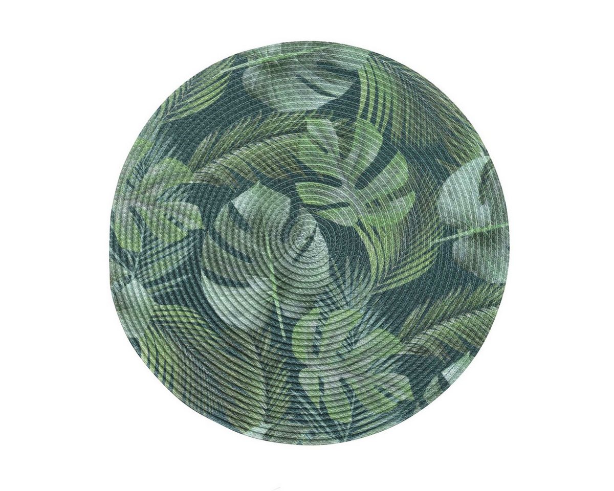 Macosa Home Platzset 4er Set Grün Blätter Kunststoff Dschungel Tischset Platzdecke, (runds Platzdeckchen, 4-St., Tisch-Unterlage Tischset), abwischbar Tischdeko Tischmatte Platzmatte von Macosa Home