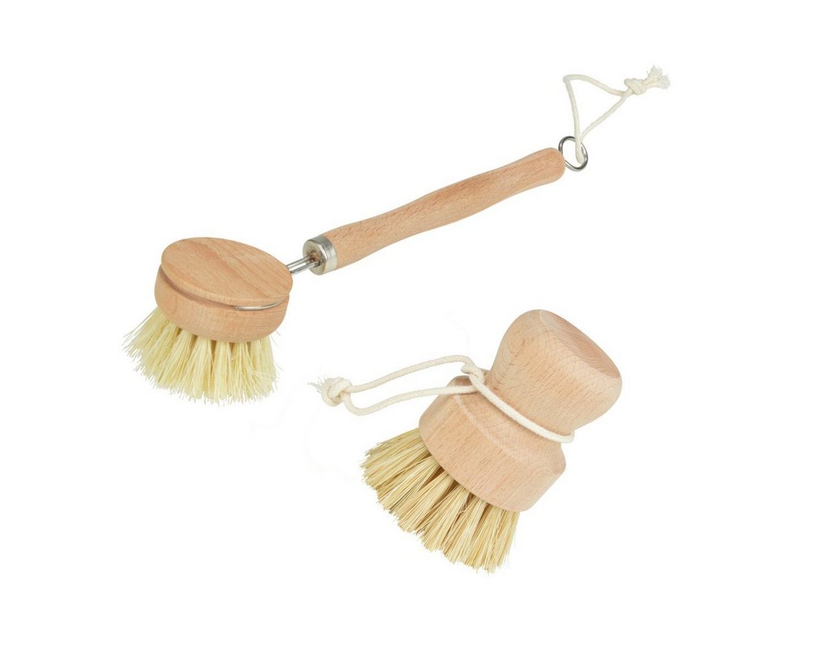 Macosa Home Reinigungsbürsten-Set Geschirrbürste Holz Küchen Zubehör, Geschirr, Obst, Gemüse, Töpfe, Pfannen, (2er Set, 2-tlg), Topfbürste Schrubb-Bürste von Macosa Home