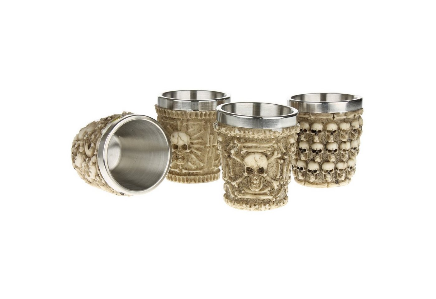 Macosa Home Schnapsglas Totenkopf Wikinger Skull Bones, Edelstahl, Partygläser Partybecher Schnapsbecher Shotbecher von Macosa Home