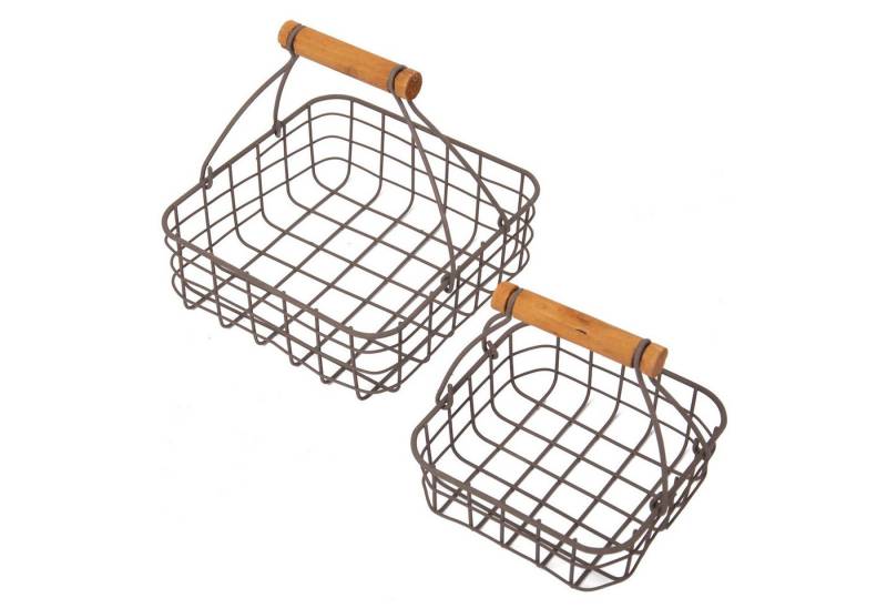 Macosa Home Serviettenhalter 2er Set Metall Braun Serviettenkorb Landhausstil, (Serviettenaufbewahrung, 2-tlg., Korb Dekokorb), Serviettenhalter Servietten Aufbewahrung Tischdeko Halter von Macosa Home