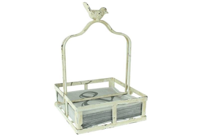 Macosa Home Serviettenhalter Serviettenständer Vogel Antik Creme Weiß Metall Gewichtshebel Shabby, Metall, Servietten Korb Papierservietten Aufbewahrung Halter von Macosa Home
