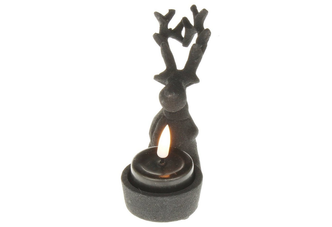 Macosa Home Teelichthalter eelichthalter Hirsch schwarz matt Metall modern Deko Kerzenständer, Tisch-Dekoration Kerzenhalter Teelicht-Halter Weihnachten Advent von Macosa Home