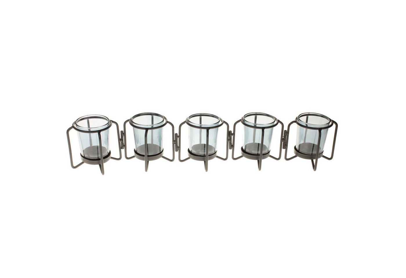 Macosa Home Teelichthalter Teelichthalter Glas schwarz Metall modernes Design rund 5 Gläser, Deko Windlicht Tisch-Deko Kerzenhalter Teelichthalter Kerzenständer von Macosa Home