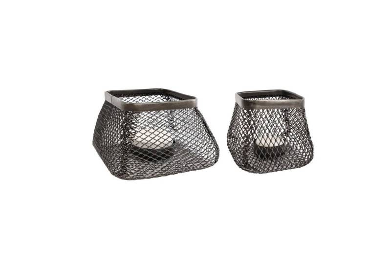 Macosa Home Teelichthalter 2x Kerzenhalter Teelicht-Halter Kerzenständer schwarz Metall (2er Set, 2 St), Tisch-Dekoration industrial modern Draht von Macosa Home