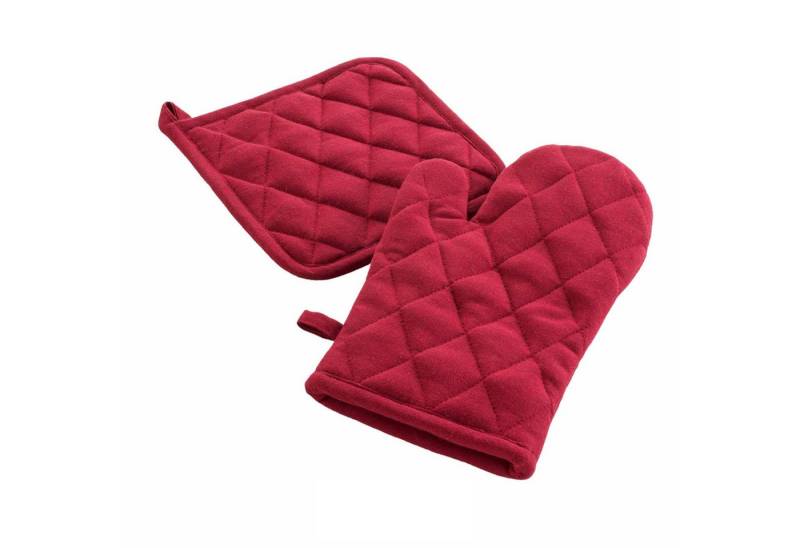 Macosa Home Topfhandschuhe Backhandschuh & Topflappen Uni Salbei oder Rubinrot rutschfest, (modern Rot Grün, Topfhalter Küchenutensil Handschuh Küche), hitzebeständig Backofenhandschuh Küchenhelfer von Macosa Home