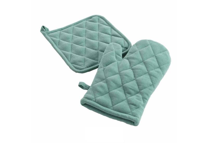 Macosa Home Topfhandschuhe Backhandschuh & Topflappen Uni Salbei oder Rubinrot rutschfest, (modern Rot Grün, Topfhalter Küchenutensil Handschuh Küche), hitzebeständig Backofenhandschuh Küchenhelfer von Macosa Home