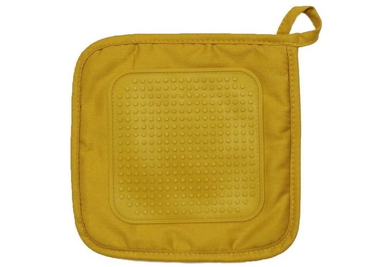 Macosa Home Topflappen Senfgelb gesteppt 19cm rutschfest hitzebeständig Baumwolle, (Topflappen, 1-tlg), Küchenhelfer Topfhalter Küchenutensil Topflappen Küche Gelb von Macosa Home
