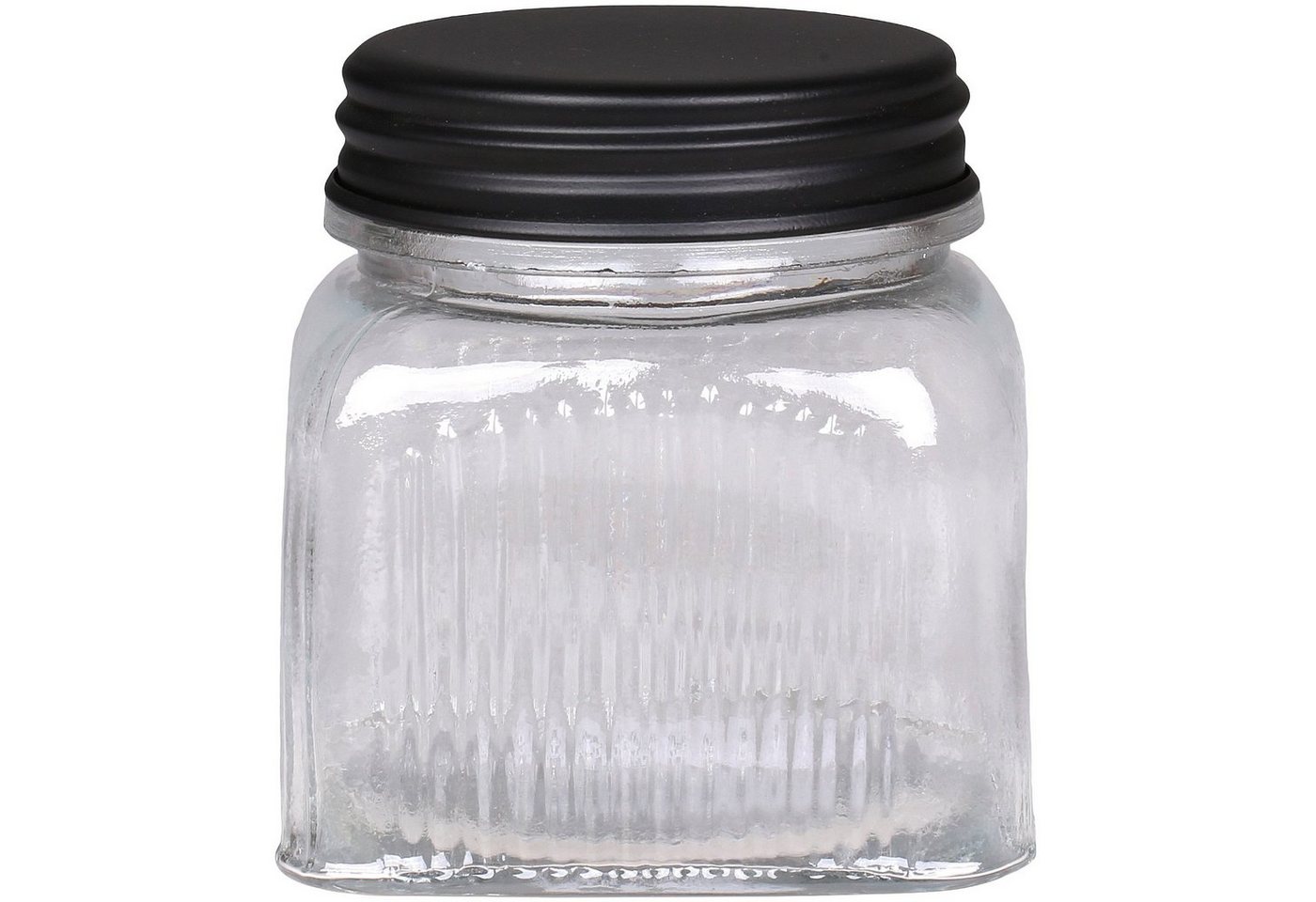 Macosa Home Vorratsglas Metalldeckel schwarz Aufbewahrungsbehälter Glasdose Dekoglas Muster, Glas / Metall, Aufbewahrungsglas Vorratsglas rund oder eckig von Macosa Home