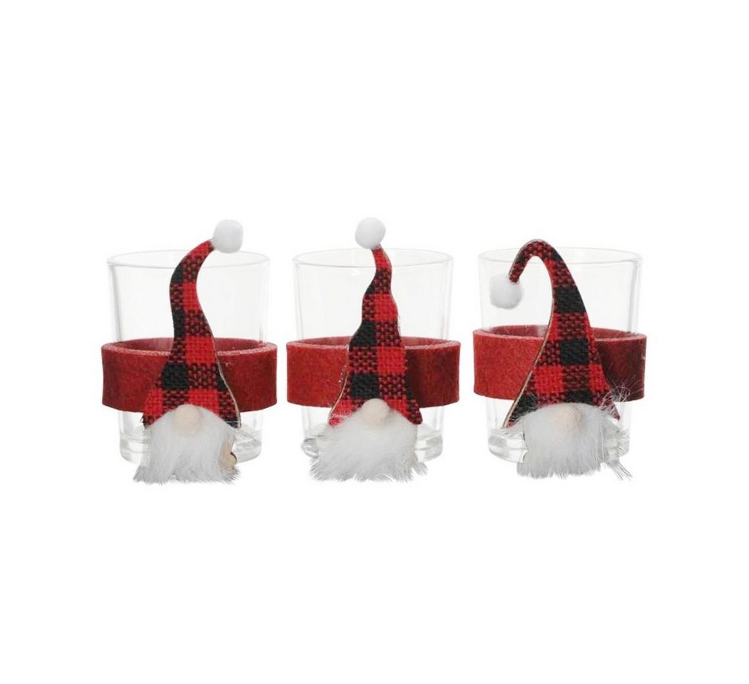 Macosa Home Windlicht Weihnachten Deko Teelichthalter Tisch-Dekoration rot schwarz (Set, 3 St., 3er Set), Kerzenhalter Teelicht-Halter von Macosa Home