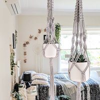 Grauer Makramee-Pflanzenaufhänger - Klein, Groß Oder Duo | Klein Und Groß/Zweier Set Graue Pflanzenaufhänger Hängender Topf Grauer Makramee-Pflanzenaufhänger - Klein, Groß Oder Duo | Klein Und Groß/Zweier Set Graue Pflanzenaufhänger Hängender Topf von MacrameWonderlandAU