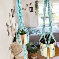 Makramee Blumenampel Mint - 2 Stück Im Set/Große Und Kleine Pflanzenhänger von MacrameWonderlandAU