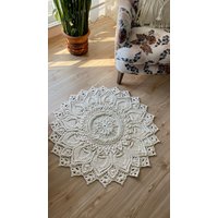 strickteppich, Runder Häkelteppich, Gehäkelter Teppich, Gestrickter Badematte, Wandteppich, Geschenk Für Sie, Weihnachtsgeschenk von Macramefulya