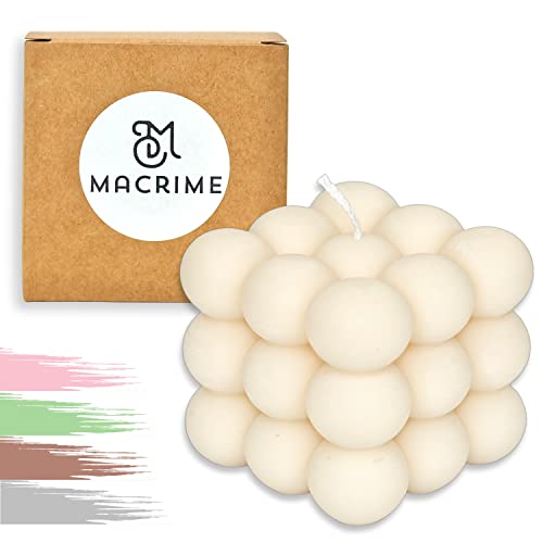 Macrime Bubble Kerze Creme | Vanille Duft | Handmade Deko Kerze | Nachhaltige Duftkerze aus veganem Rapswachs | 12h Brenndauer von Macrime