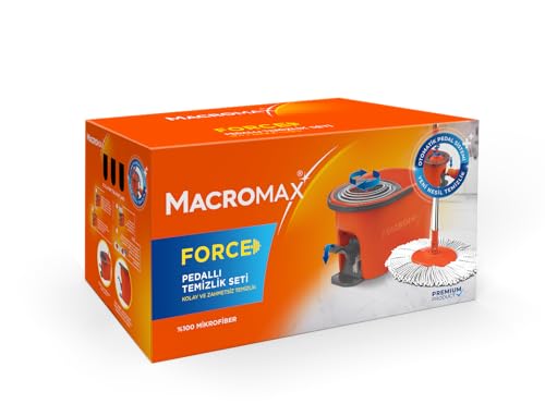 Macromax 10L Spin Mop und Eimer Set - 360° drehbarer Wischmopp mit verstellbarem Griff - Umweltfreundliches Design mit 90% recycelbaren Materialien - Ideal für Hartholz, Laminat & Fliesenboden von Macro Max