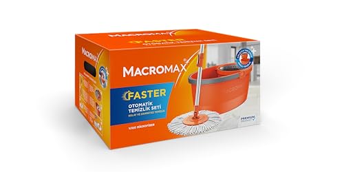Macromax - Faster Automatic Spin Mop 16L Reinigungsset - 100% Mikrofaser Mop - Teleskop-Drehgriff - Automatisches Waschen & Abnehmbarer Trockenkorb - Hergestellt aus 90% recycelbarem Material (Spin von Macro Max