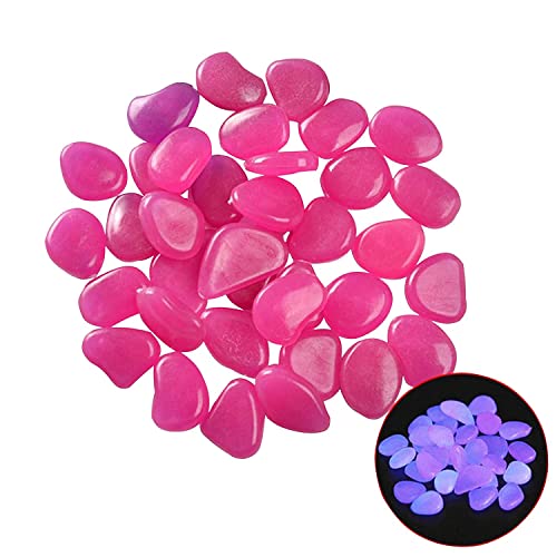 MacroHu 50 Stück Leuchtende Steine Aquarium Steine Leuchtsteine Fluoreszierend Pebble Kieselsteine Nachtleuchtende Steine Dekosteine Steine Leuchtet im Dunkeln Leuchtkiesel Gartensteine-Dunkelviolett von MacroHu