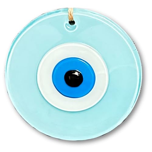 Macroria Baby Blue 11,9 cm Evil Eye Charm Embossed Design Handmade Home Protection Wall Hanging Decor, Turqoise Ojo Turco, Nazar Amulett von Macroria