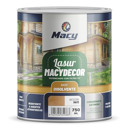 Macy Decor Lasur Matt, verstärkt mit UV-Filtern, gebrauchsfertig, 750 ml, Mahagoni von Macy