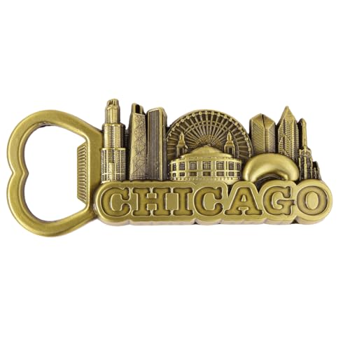 Chicago Skyline Flaschenöffner-Magnet – Zinn, 9,5 x 4,4 cm von Mad Mags