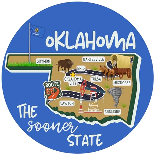 Oklahoma The Sooner State Souvenir-Magnet, Kartenstil, magnetischer Aufkleber für Kühlschrank und Whiteboards, 12,7 cm von Mad Mags