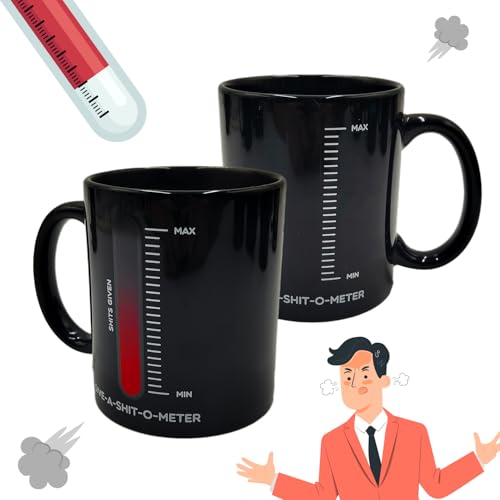 Lustige Tasse mit Spruch - I Give a Shit Tasse mit Farbwechsel Stimmungsbarometer - 330 ml - Bürotasse für Humorvolle Kollegen - Lustige Büroartikel von Mad Monkey