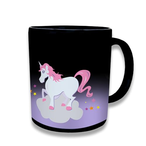 Mad Monkey Einhorn Tasse mit Farbwechsel - Kaffeetasse Einhorn, Schwarz, Lila von Mad Monkey