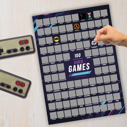 Mad Monkey Top 100 Videospiele Scratch Poster – Geschenk für Gamer von Mad Monkey