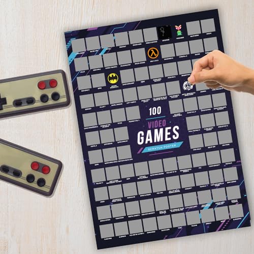 Mad Monkey Top 100 Videospiele Scratch Poster – Geschenk für Gamer, Violet von Mad Monkey