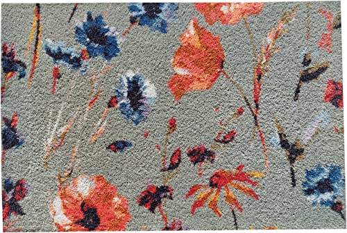 Mad about Mats Fußmatte Margo, Türvorleger, Schmutzfangmatte, mit Motiv: Blumen, Design Floral, Blüten, Indoor & Outdoor, Mehrfarbig hellgrün, rutschfest, maschinenwaschbar, 50 x 75 cm von Mad about Mats