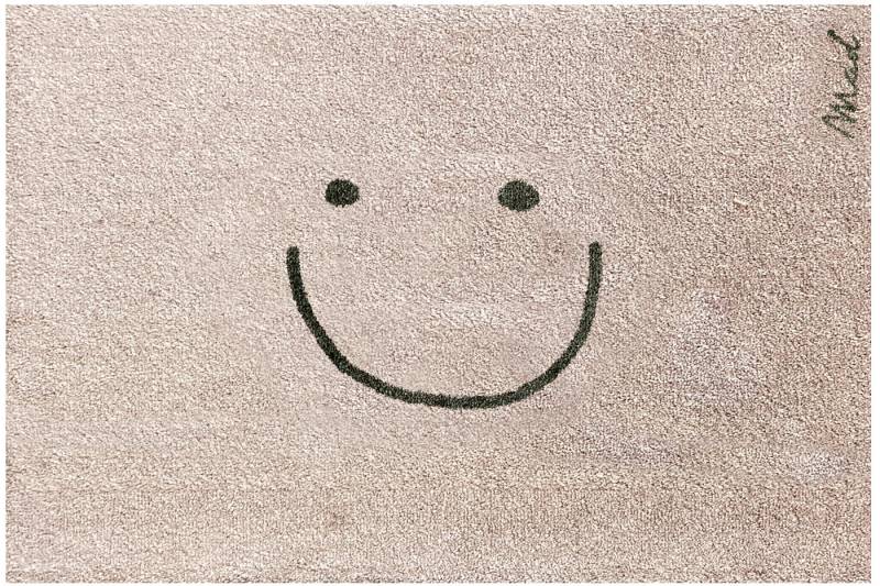Mad about Mats Fußmatte Türvorleger Indoor mit Print Smiley rutschfest & waschbar beige von Mad about Mats