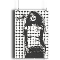 Aaliyah Poster, Kunstdruck, Dot Art, Schwarz-Weiß Poster von MadArtStopLDN