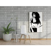 Amy Winehouse Poster, Kunstdruck, Schwarz Weiß Portrait von MadArtStopLDN