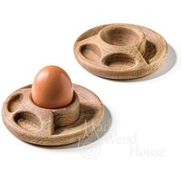 Handgefertigtes Eierbecher-Set Aus Eichenholz Ist Das Beste Zum Servieren Von Weich Gekochten Eiern Servier-Eierbecher Holzdekor Food-Fotografie von MadWoodHouse