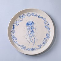 Handgemachte Handbemalte Chinoiserien-stil Florale Meeresverzierung Rustikale Vintage-Keramik-Porzellan-Teller Schüssel Wohnkultur Transparente von MadWoodHouse