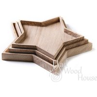 Handgefertigte Weihnachtssternform Verschiedene Größenteller, Die Aus Eiche Gesetzt Werden, Sind Das Beste Für Servieren Von Kleinen Snacks Und von MadWoodHouse