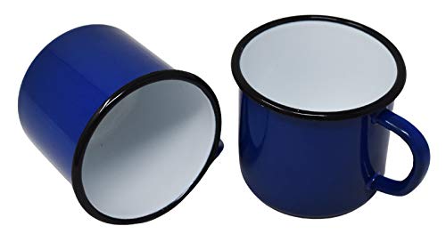 2 x 250 ml blaue emaillierte Metallbecher von Madacha