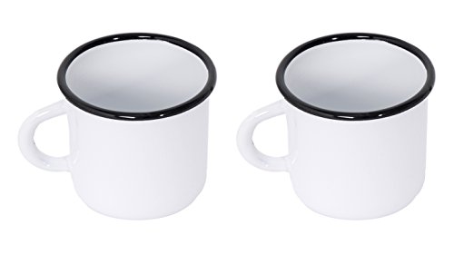 Madacha Set aus 2 emaillierten Metallbechern - 250 ml - Weiß von Madacha