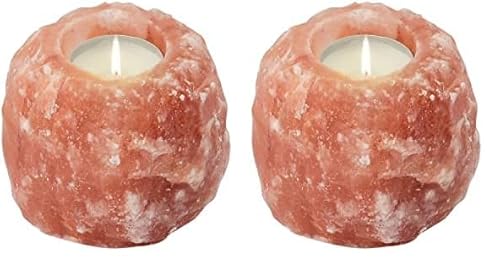 Himalaya Salt Dreams Teelichthalter Rock, Kristallsalz aus Punjab/Pakistan, Orange, ca. 700 g (Packung mit 2) von Himalaya Salt Dreams