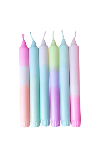 MADAM ERLE | 3er-Set Dipdye Stabkerzen | EMMI | handgemachte Kerzen extra lang| neon-pastell farbig | bunt | nachhaltig | Dekokerzen | Wohnzimmerdeko | tolle Geschenkidee für Frauen Freundin| von Madam ERLE