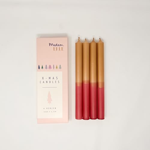 MADAM ERLE - 4er-Set dip dye Kerzen | JUNA | handgemachte Weihnachtsedition | wunderschön auf dem Adventskranz | gold und silber Töne von Madam ERLE