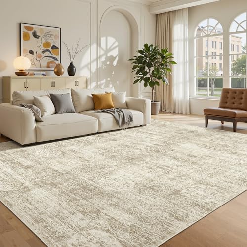 Madane Teppich für Wohnzimmer, weicher Vintage-Teppich mit rutschfester Unterseite, waschbar, fusselfrei, niedriger Flor, Druck, Bodenteppich für Zuhause, Büro, 15,2 x 22,9 cm von Madane