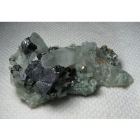 Wunderschöner Galena Mit Sphalerit Auf Quarz Chlorit, Darunter Aus Der Berühmten 9. September Mine, Bulgarien, Naturkristall, N3185 von Madanminerals