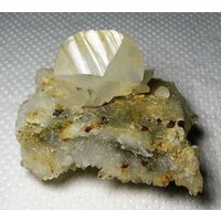 Wunderschöner Natürlicher Calcit Auf Quarz Mit Limonit, Madan, Bulgarien, Mineral, Naturkristall, Top Zustand, N2460 von Madanminerals