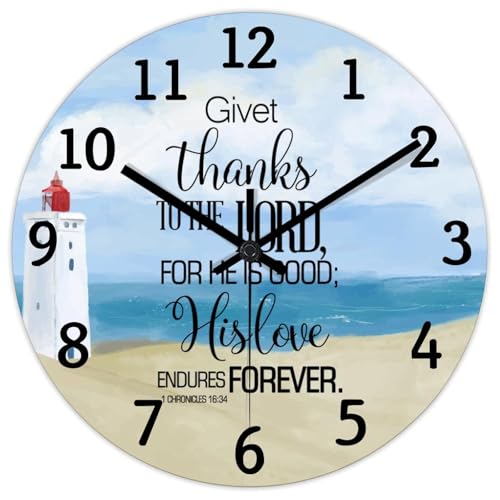 Madcolitote Give Thanks to The Lord Holz-Wanduhr mit Bibelvers, christlich, 38,1 cm, batteriebetrieben, leise, religiöses Zitat, Kunstdekoration für Büro, Schule, Badezimmer Madcolitote Give Thanks to The Lord Holz-Wanduhr mit Bibelvers, christlich, 38,1 cm, batteriebetrieben, leise, religiöses Zitat, Kunstdekoration für Büro, Schule, Badezimmer von Madcolitote