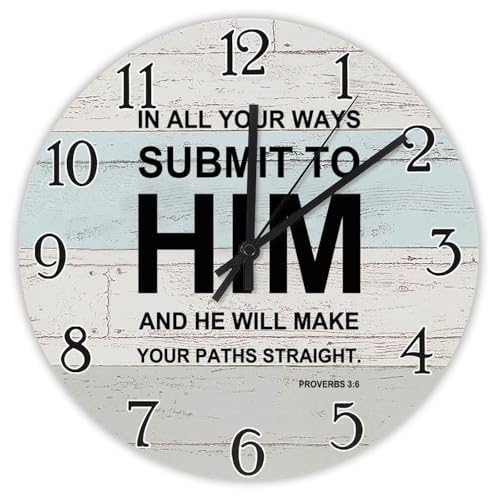 Madcolitote In All Your Ways Submit to Him Sprichwörter 3:6 Holz Wanduhr Bibelvers Christliche große Wanduhren batteriebetrieben 25,4 cm Jesus Zitat Dekor für Büro Schule Badezimmer Madcolitote In All Your Ways Submit to Him Sprichwörter 3:6 Holz Wanduhr Bibelvers Christliche große Wanduhren batteriebetrieben 25,4 cm Jesus Zitat Dekor für Büro Schule Badezimmer von Madcolitote