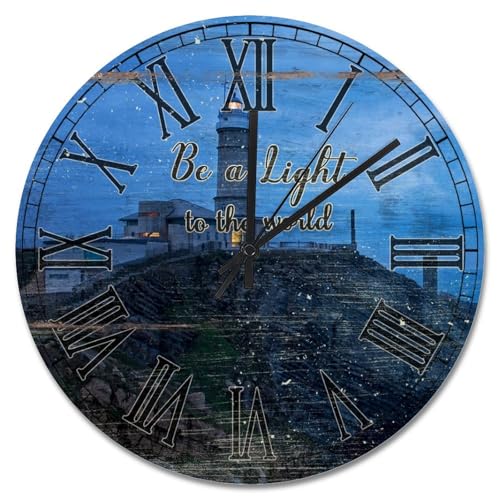 Madcolitote Leuchtturm-Wanduhr, Holzmaserung, Riss, sei ein Licht für die Welt, große Wanduhren, batteriebetrieben, 38,1 cm, Landhaus-Stranddekoration, für Wohnzimmer, Schlafzimmer, Büro, Küche Madcolitote Leuchtturm-Wanduhr, Holzmaserung, Riss, sei ein Licht für die Welt, große Wanduhren, batteriebetrieben, 38,1 cm, Landhaus-Stranddekoration, für Wohnzimmer, Schlafzimmer, Büro, Küche von Madcolitote