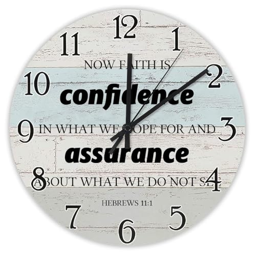 Madcolitote Now Faith Is Confidence in What We Hope Wanduhr mit Bibelvers batteriebetrieben, 30,5 cm, Bauernhaus, christliche Heimdekoration für Schlafzimmer, Wohnzimmer, Küche, Schule, Büro Madcolitote Now Faith Is Confidence in What We Hope Wanduhr mit Bibelvers batteriebetrieben, 30,5 cm, Bauernhaus, christliche Heimdekoration für Schlafzimmer, Wohnzimmer, Küche, Schule, Büro von Madcolitote