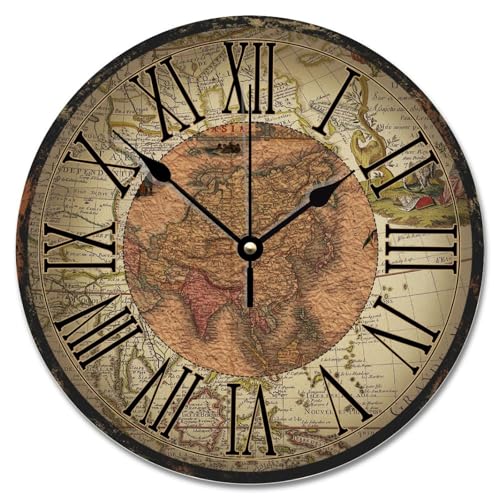 Madcolitote Runde Wanduhren mit Holzmaserung, 30,5 cm, batteriebetrieben, alte Weltkarte, leicht zu lesen, Seeleben, Heimdekoration für Wohnzimmer, Küche, Schlafzimmer, Klassenzimmer Madcolitote Runde Wanduhren mit Holzmaserung, 30,5 cm, batteriebetrieben, alte Weltkarte, leicht zu lesen, Seeleben, Heimdekoration für Wohnzimmer, Küche, Schlafzimmer, Klassenzimmer von Madcolitote