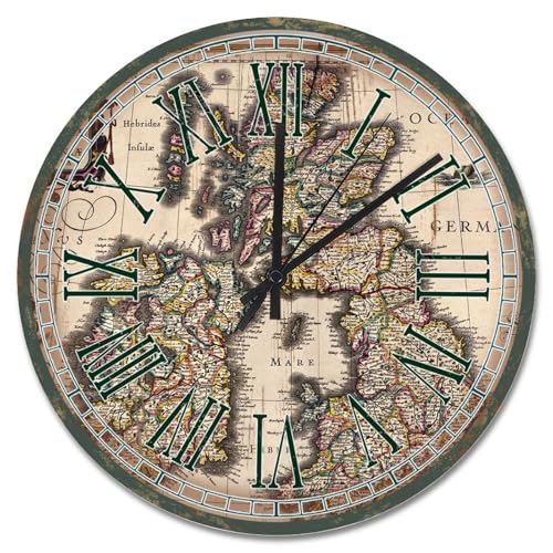 Madcolitote Rustikale Holzmaserung, 38,1 cm, große Wanduhren, batteriebetrieben, alte Weltkarte, Wanduhr, leicht zu lesen, Seeleben, Heimdekoration für Küche, Wohnzimmer, Schlafzimmer, Klassenzimmer Madcolitote Rustikale Holzmaserung, 38,1 cm, große Wanduhren, batteriebetrieben, alte Weltkarte, Wanduhr, leicht zu lesen, Seeleben, Heimdekoration für Küche, Wohnzimmer, Schlafzimmer, Klassenzimmer von Madcolitote