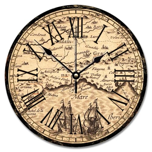 Madcolitote Vintage Holzmaserung Riss Runde dekorative Uhren batteriebetrieben 25,4 cm alte Weltkarte Wanduhr Hawaii Strand Heimdekoration für Küche Wohnzimmer Schlafzimmer Klassenzimmer Madcolitote Vintage Holzmaserung Riss Runde dekorative Uhren batteriebetrieben 25,4 cm alte Weltkarte Wanduhr Hawaii Strand Heimdekoration für Küche Wohnzimmer Schlafzimmer Klassenzimmer von Madcolitote